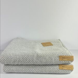 Ecoexistence Bath Towels Eco Melange Light Gray Cotton Oversized Set of 2 NEW